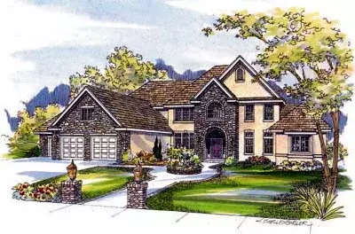 European house plans 17-487 - front exterior, 4,955 sq ft, 4 bed, 3 bath house plans | Monster House Plans