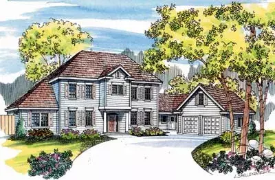 Colonial house plans 17-490 - front exterior, 3,085 sq ft, 6 bed, 4 bath house plans | Monster House Plans