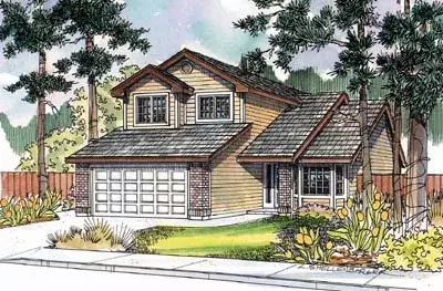 Northwest house plans 17-497 - front exterior, 1,528 sq ft, 3 bed, 2 bath house plans | Monster House Plans