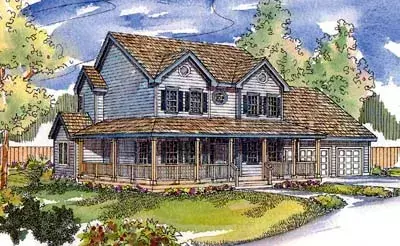 Country house plans 17-515 - front exterior, 2,148 sq ft, 3 bed, 2 bath house plans | Monster House Plans