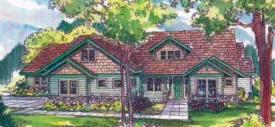 Craftsman house plans 17-520 - front exterior, 3,436 sq ft, 4 bed, 2 bath house plans | Monster House Plans
