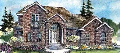 European house plans 17-528 - front exterior, 3,984 sq ft, 3 bed, 2 bath house plans | Monster House Plans