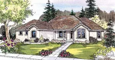 Mediterranean house plans 17-543 - front exterior, 2,507 sq ft, 5 bed, 3 bath house plans | Monster House Plans