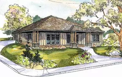 Contemporary house plans 17-549 - front exterior, 1,456 sq ft, 3 bed, 2 bath house plans | Monster House Plans