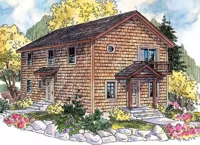 Shingle house plans 17-553 - front exterior, 1,814 sq ft, 3 bed, 1 bath house plans | Monster House Plans