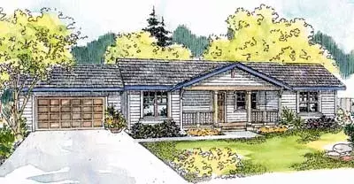 Ranch house plans 17-561 - front exterior, 1,404 sq ft, 3 bed, 2 bath house plans | Monster House Plans