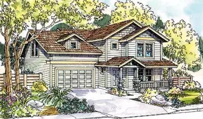 Craftsman house plans 17-573 - front exterior, 1,410 sq ft, 3 bed, 1 bath house plans | Monster House Plans