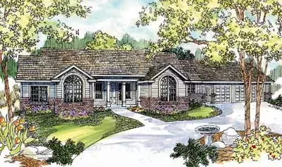 Ranch house plans 17-575 - front exterior, 2,260 sq ft, 3 bed, 2 bath house plans | Monster House Plans