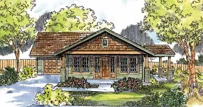 Craftsman house plans 17-579 - front exterior, 1,321 sq ft, 2 bed, 2 bath house plans | Monster House Plans