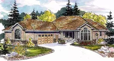 Ranch house plans 17-584 - front exterior, 3,026 sq ft, 3 bed, 3 bath house plans | Monster House Plans