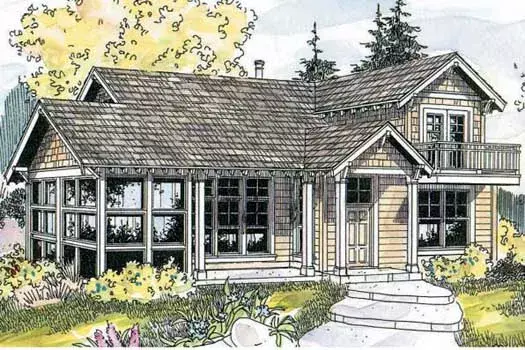 Craftsman house plans 17-594 - front exterior, 1,246 sq ft, 1 bed, 1 bath house plans | Monster House Plans