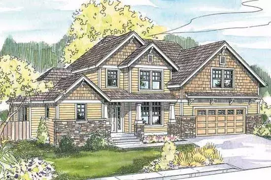 Craftsman house plans 17-609 - front exterior, 2,173 sq ft, 3 bed, 2 bath house plans | Monster House Plans