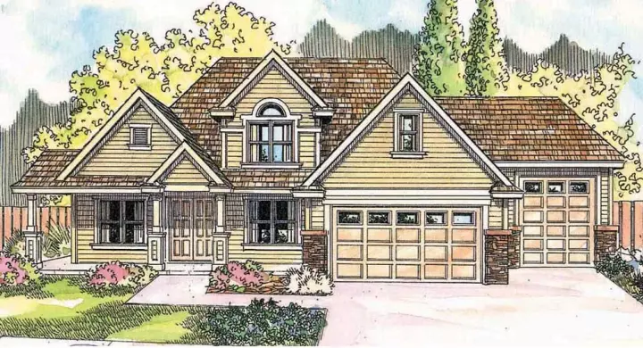 Craftsman house plans 17-634 - front exterior, 2,765 sq ft, 3 bed, 2 bath house plans | Monster House Plans