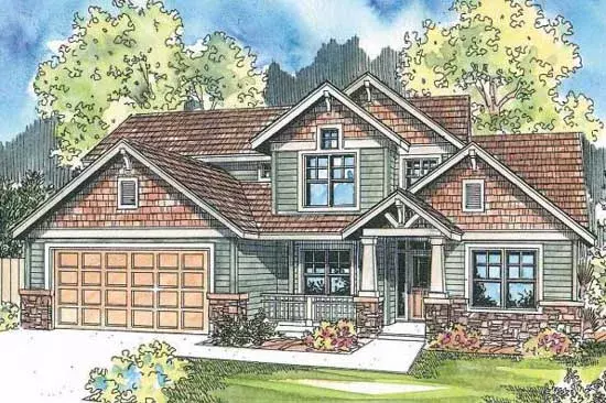 Craftsman house plans 17-638 - front exterior, 2,231 sq ft, 4 bed, 2 bath house plans | Monster House Plans