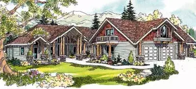 Mountain Rustic house plans 17-654 - front exterior, 4,232 sq ft, 4 bed, 4 bath house plans | Monster House Plans