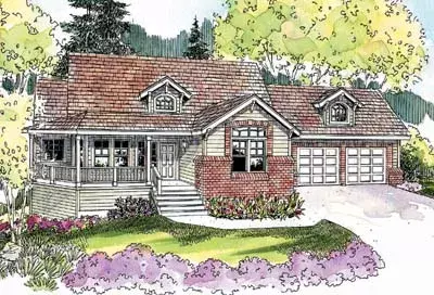 Country house plans 17-661 - front exterior, 2,197 sq ft, 3 bed, 2 bath house plans | Monster House Plans