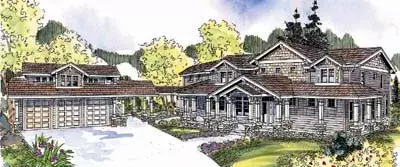 Craftsman house plans 17-664 - front exterior, 5,222 sq ft, 4 bed, 3 bath house plans | Monster House Plans