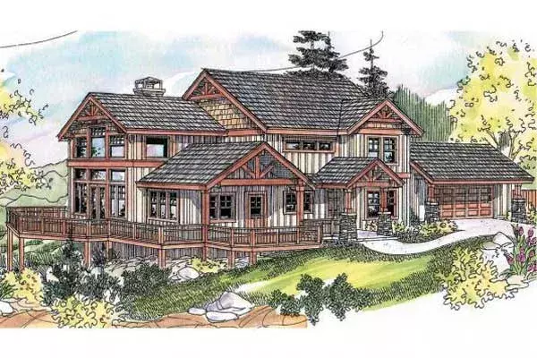 Mountain Rustic house plans 17-667 - front exterior, 2,726 sq ft, 3 bed, 2 bath house plans | Monster House Plans