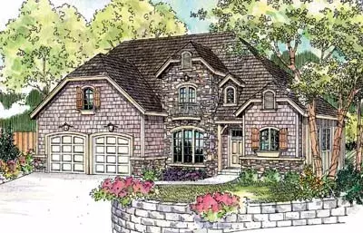 European house plans 17-675 - front exterior, 2,339 sq ft, 3 bed, 2 bath house plans | Monster House Plans