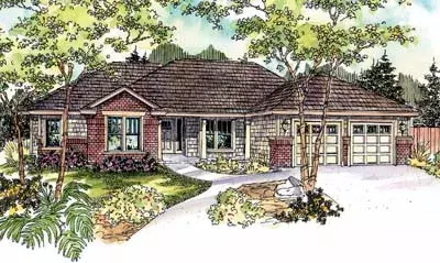 Ranch house plans 17-676 - front exterior, 2,610 sq ft, 4 bed, 3 bath house plans | Monster House Plans