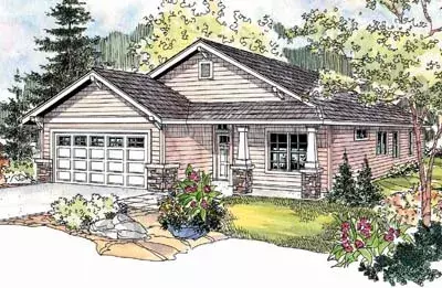 Craftsman house plans 17-677 - front exterior, 1,430 sq ft, 3 bed, 2 bath house plans | Monster House Plans