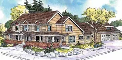 Farmhouse house plans 17-681 - front exterior, 3,370 sq ft, 4 bed, 4 bath house plans | Monster House Plans