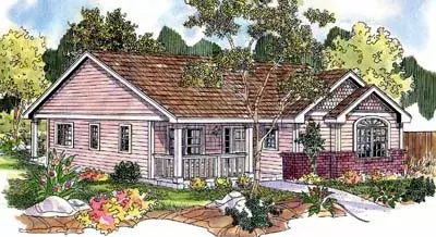 Country house plans 17-684 - front exterior, 1,373 sq ft, 3 bed, 2 bath house plans | Monster House Plans