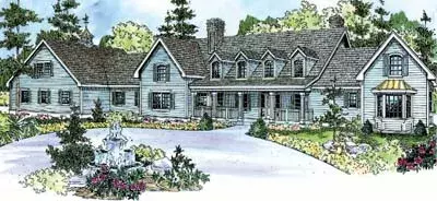 Country house plans 17-688 - front exterior, 5,194 sq ft, 4 bed, 4 bath house plans | Monster House Plans