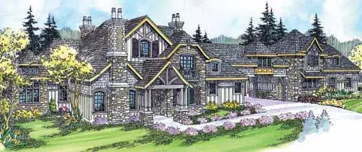 European house plans 17-690 - front exterior, 5,808 sq ft, 3 bed, 2 bath house plans | Monster House Plans