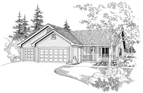Traditional house plans 17-712 - front exterior, 1,232 sq ft, 1 bed, 1 bath house plans | Monster House Plans