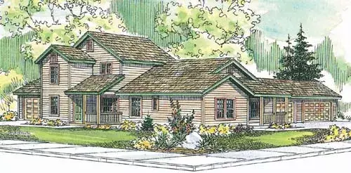 Country house plans 17-726 - front exterior, 2,341 sq ft, 5 bed, 3 bath house plans | Monster House Plans