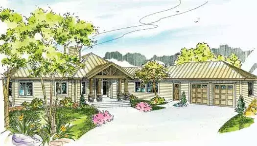 Mountain Rustic house plans 17-766 - front exterior, 2,840 sq ft, 3 bed, 2 bath house plans | Monster House Plans