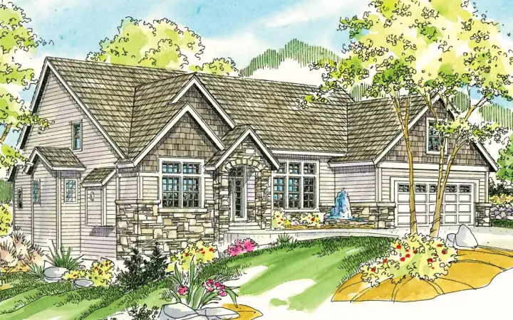 Craftsman house plans 17-768 - front exterior, 2,502 sq ft, 3 bed, 2 bath house plans | Monster House Plans