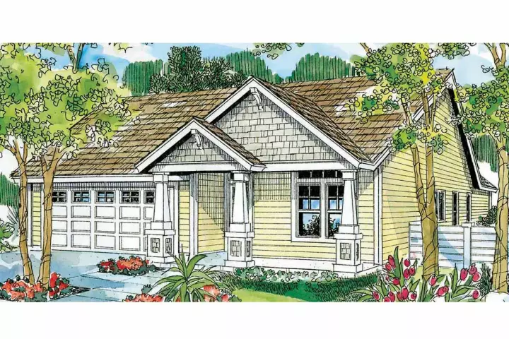 Craftsman house plans 17-782 - front exterior, 1,500 sq ft, 3 bed, 2 bath house plans | Monster House Plans