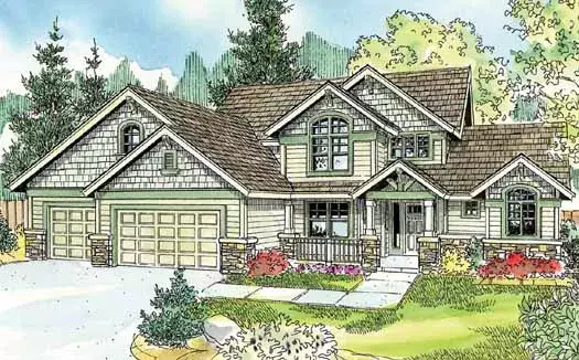 Craftsman house plans 17-794 - front exterior, 2,480 sq ft, 4 bed, 2 bath house plans | Monster House Plans