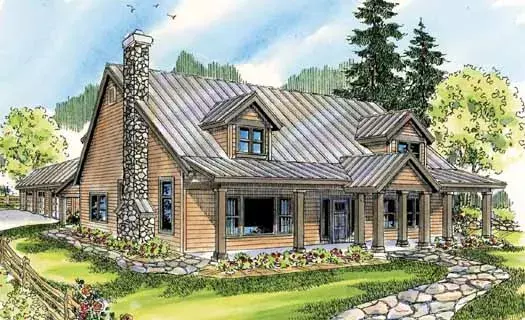 Mountain Rustic house plans 17-806 - front exterior, 2,886 sq ft, 3 bed, 2 bath house plans | Monster House Plans