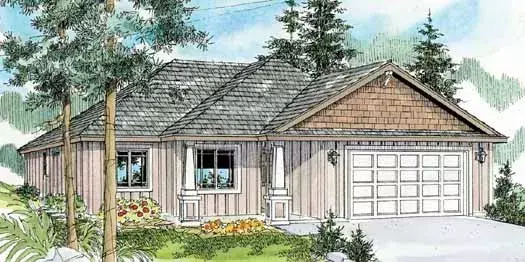 Traditional house plans 17-810 - front exterior, 1,507 sq ft, 3 bed, 2 bath house plans | Monster House Plans