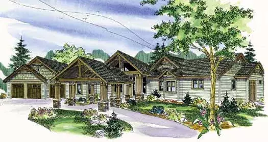 Northwest house plans 17-812 - front exterior, 3,537 sq ft, 3 bed, 3 bath house plans | Monster House Plans
