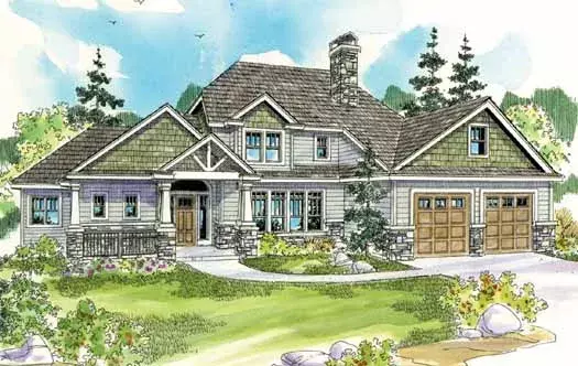 Craftsman house plans 17-813 - front exterior, 3,232 sq ft, 3 bed, 3 bath house plans | Monster House Plans