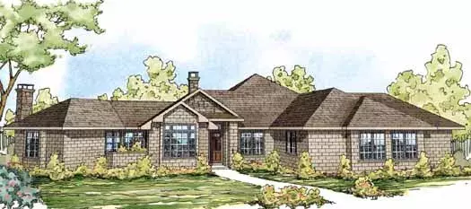 Traditional house plans 17-821 - front exterior, 3,957 sq ft, 3 bed, 2 bath house plans | Monster House Plans