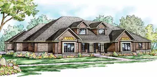 Traditional house plans 17-825 - front exterior, 6,192 sq ft, 3 bed, 3 bath house plans | Monster House Plans