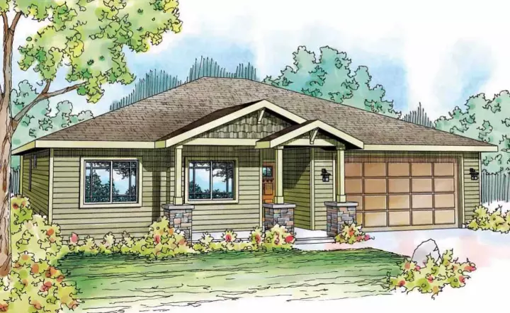 Craftsman house plans 17-832 - front exterior, 1,501 sq ft, 3 bed, 2 bath house plans | Monster House Plans