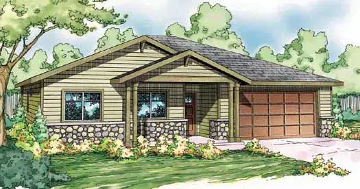Traditional house plans 17-838 - front exterior, 1,501 sq ft, 3 bed, 2 bath house plans | Monster House Plans