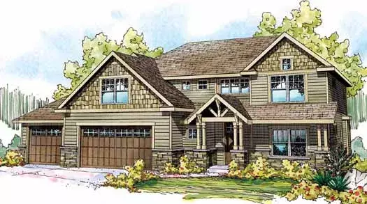 Craftsman house plans 17-840 - front exterior, 2,838 sq ft, 4 bed, 3 bath house plans | Monster House Plans