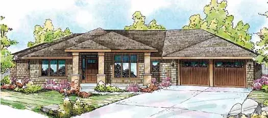Contemporary house plans 17-842 - front exterior, 2,657 sq ft, 3 bed, 2 bath house plans | Monster House Plans