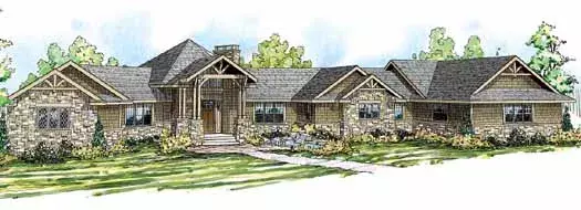 Mountain Rustic house plans 17-847 - front exterior, 5,110 sq ft, 4 bed, 3 bath house plans | Monster House Plans