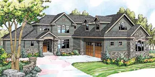 European house plans 17-848 - front exterior, 3,340 sq ft, 3 bed, 3 bath house plans | Monster House Plans