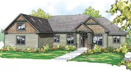 Craftsman house plans 17-850 - front exterior, 2,837 sq ft, 3 bed, 2 bath house plans | Monster House Plans