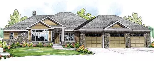 Traditional house plans 17-864 - front exterior, 2,861 sq ft, 2 bed, 1 bath house plans | Monster House Plans
