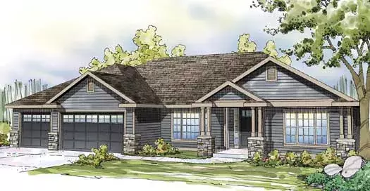 Craftsman house plans 17-870 - front exterior, 2,668 sq ft, 2 bed, 1 bath house plans | Monster House Plans